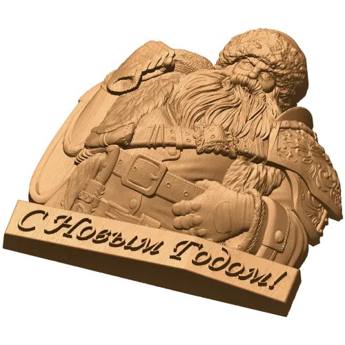 Резное панно «Дед Мороз» - праздничный деревянный декор