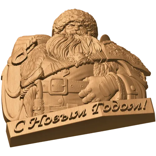 Резное панно «Дед Мороз» - праздничный деревянный декор