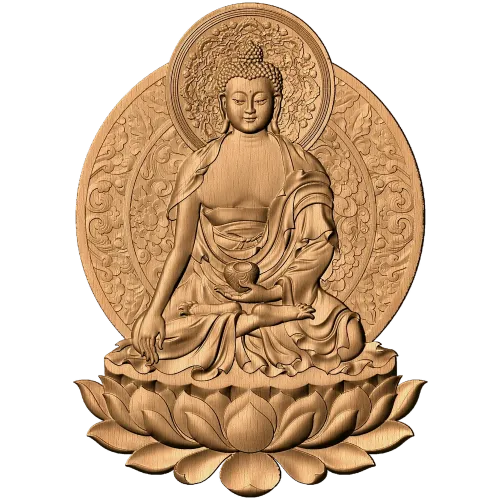 Будда Шакьямуни на лотосе - резная деревянная статуэтка