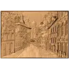 Резная деревянная панель «Городской пейзаж» - рельефный декор для интерьера