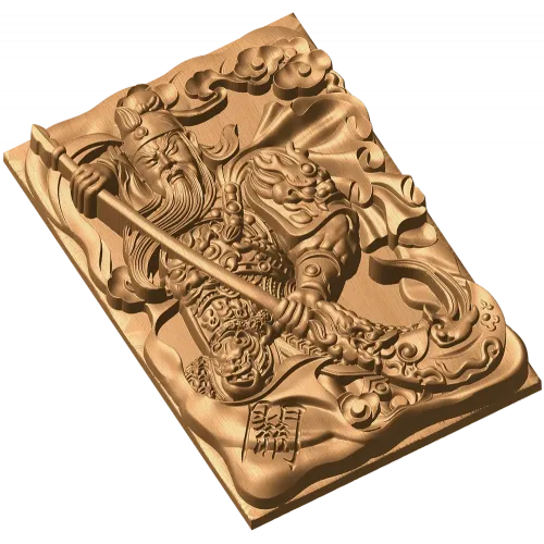 Резной барельеф «Гуангонг» - деревянный декор с фигурой Гуань Юя