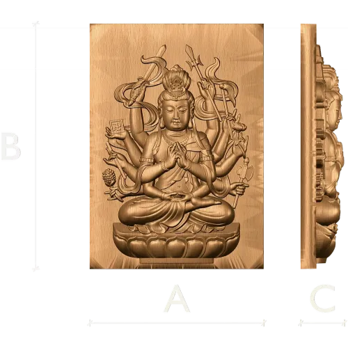 Резное панно Гуаньинь - деревянная икона в рельефе