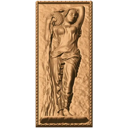 Резное панно «Девушка с бубном» - деревянный декор для интерьера