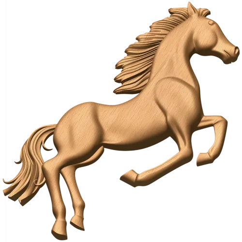 Резное панно «Пылкий жеребёнок» - деревянное изделие из дуба, бука, ясеня