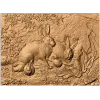 Резное панно «Зайцы в саду» - рельефное деревянное панно из дуба, бука или ясеня