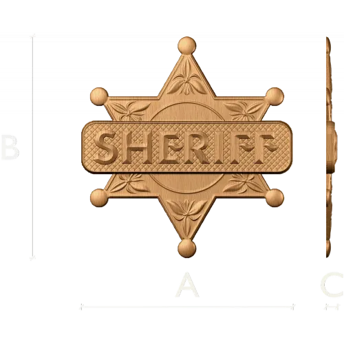Резная деревянная звезда шерифа - декоративная эмблема из массива