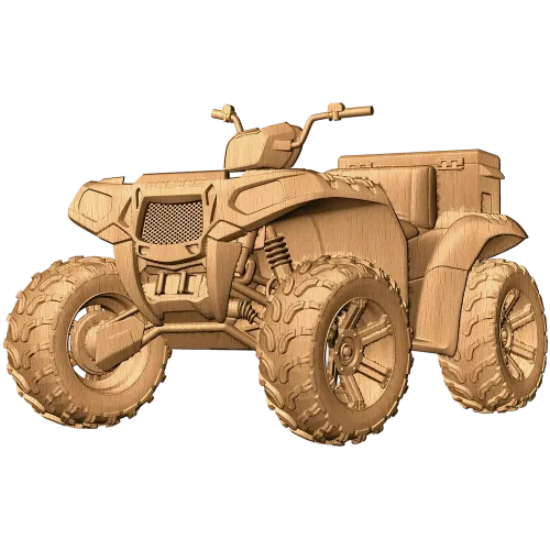 Резная статуэтка квадроцикла из массива дуба, бука или ясеня