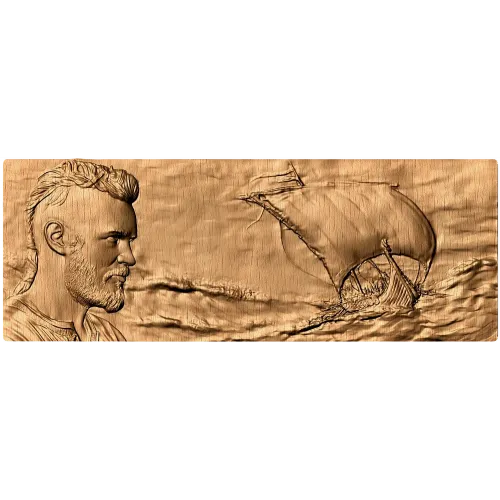 Резное панно «Корабль» - декоративный барельеф из дерева