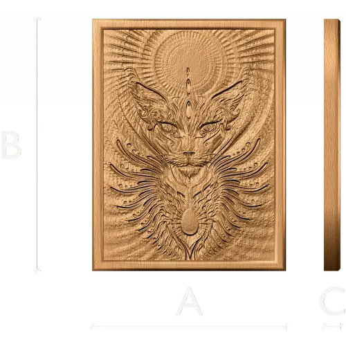 Солнечный Кот - резное панно из дерева