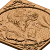 Резное панно «Лиса и заяц» - деревянный декор в рамке