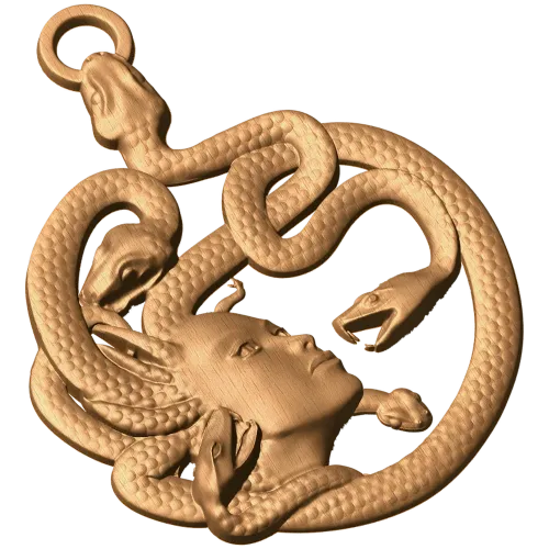Резной деревянный декор «Медуза Горгона» - накладка из дуба/бука/ясеня