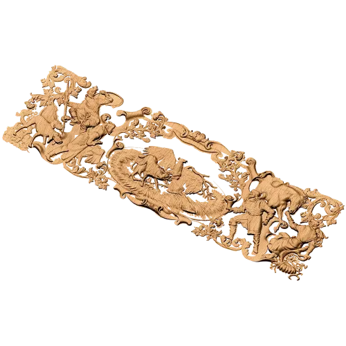 Резная панель «Охота» - горизонтальный картуш в барочном стиле