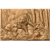 Панно «Охота на медведя» - резной деревянный декор из массива