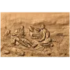 Панно «Охотники на привале» - резной деревянный декор