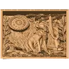 Охотничьи часы - резное панно из дерева с барельефом пса и ружья