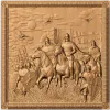 Панно «Переправа дружины - Куликово поле» - резной деревянный рельеф