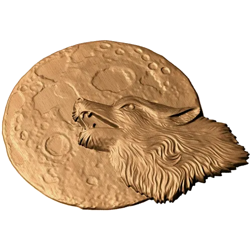 Резное панно «Полнолуние и волк» - деревянный декор высокого рельефа