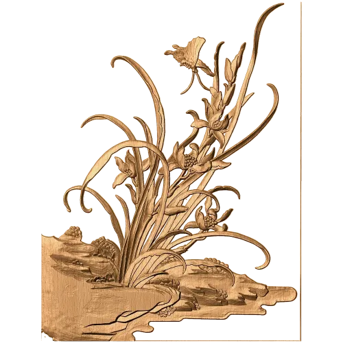 Резной угловой барельеф «Цветы» - деревянный декор для интерьера