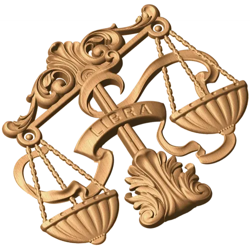 Резное панно «Весы (Libra)» - деревянный знак зодиака