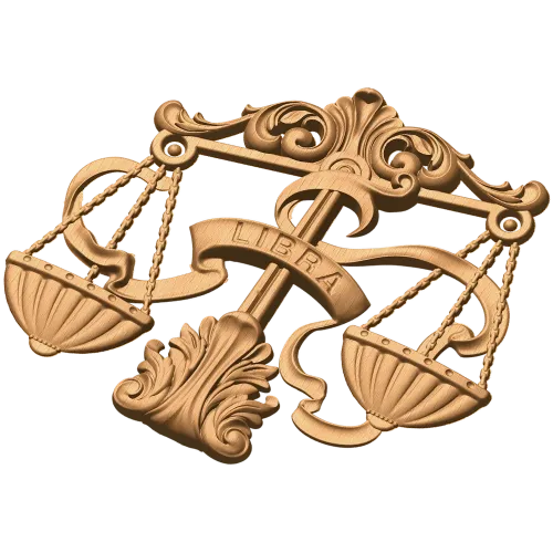 Резное панно «Весы (Libra)» - деревянный знак зодиака