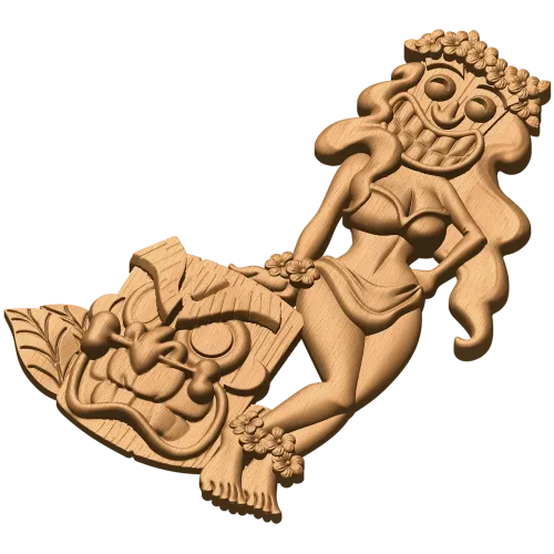 Гавайская Tiki - резное панно из массива дерева