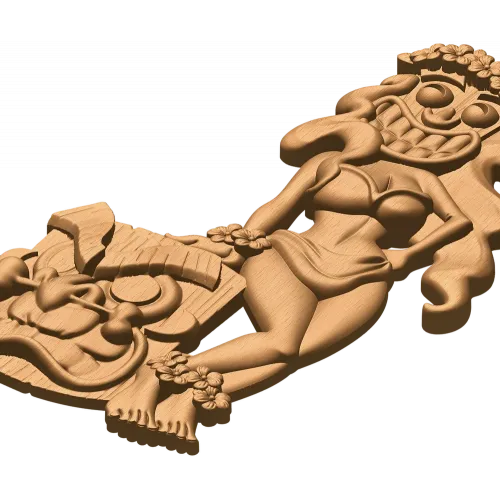 Гавайская Tiki - резное панно из массива дерева