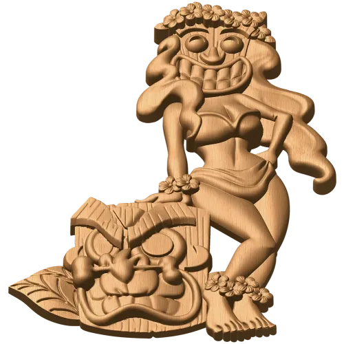 Гавайская Tiki - резное панно из массива дерева