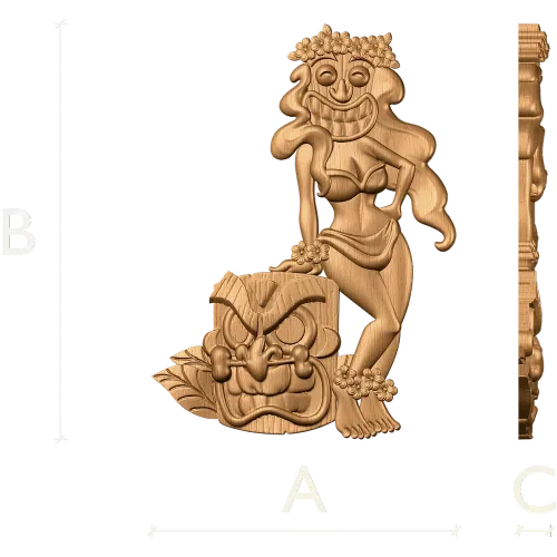 Гавайская Tiki - резное панно из массива дерева