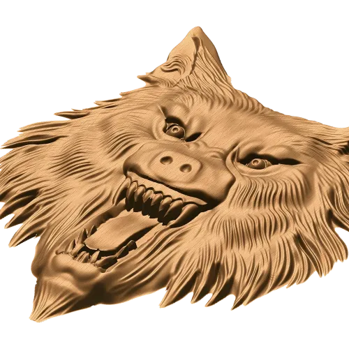 Голова волка - резной деревянный декор