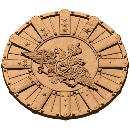 Резные часы с гербом ВС РФ - деревянный декоративный щит