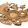 Резной герб-часы из дерева - настенный деревянный декор