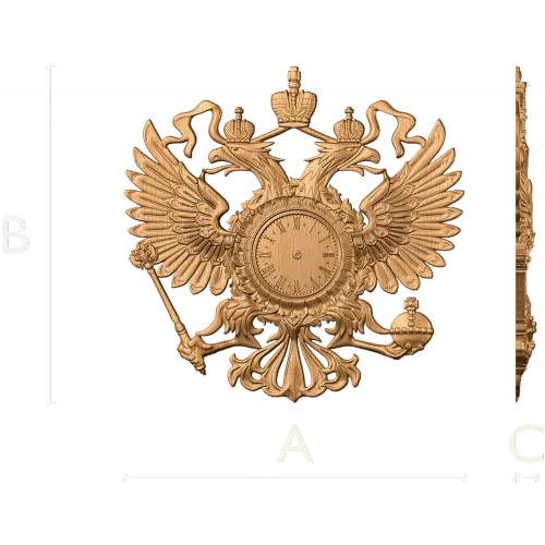 Резной герб-часы из дерева - настенный деревянный декор