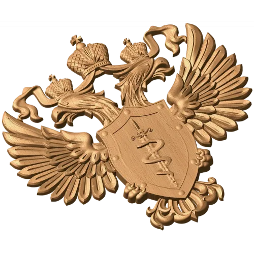 Герб ФСКН - резной деревянный герб из дуба, бука или ясеня
