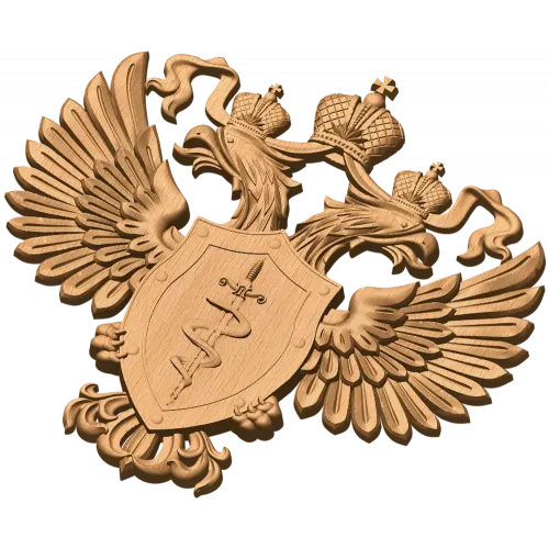 Герб ФСКН - резной деревянный герб из дуба, бука или ясеня