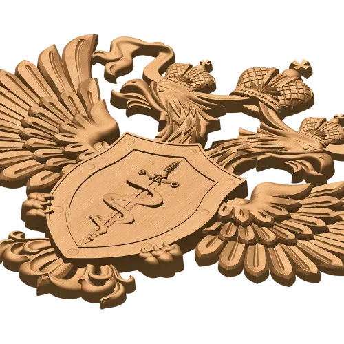 Герб ФСКН - резной деревянный герб из дуба, бука или ясеня