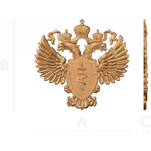 Герб ФСКН - резной деревянный герб из дуба, бука или ясеня