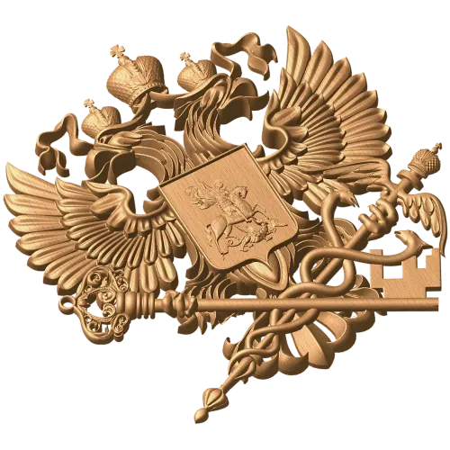 Герб налоговой службы - резной деревянный герб из дуба/бука/ясеня