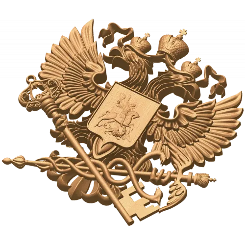 Герб налоговой службы - резной деревянный герб из дуба/бука/ясеня