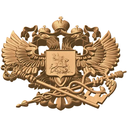 Герб налоговой службы - резной деревянный герб из дуба/бука/ясеня