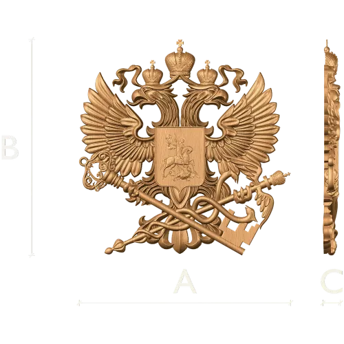 Герб налоговой службы - резной деревянный герб из дуба/бука/ясеня