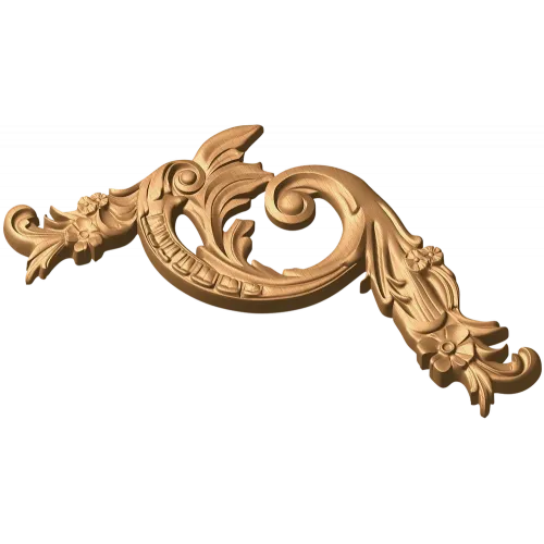 Угловой резной декор «Рокайль» - резной деревянный картуш из дуба, бука или ясеня