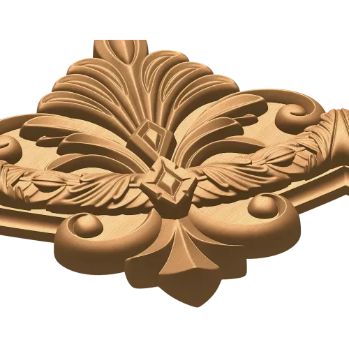 Угловой резной декор из дуба - акантовый картуш для рам и панелей