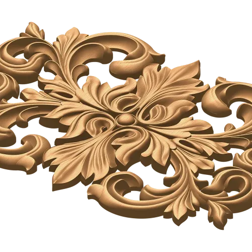 Резной акантовый картуш - декоративный резной декор из дерева