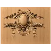 Резной декор картуш с медальоном - накладка из дерева