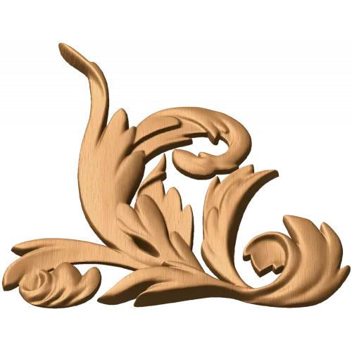 Акантовый угловой декор из массива дуба, бука или ясеня