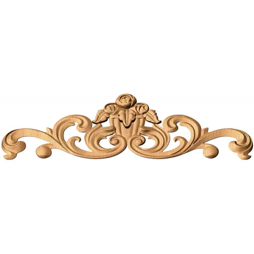 Резной декор с розами - горизонтальная накладка из дерева