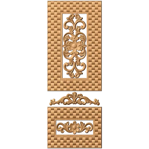 Резные дверные панели с картушем и плетёным бордюром