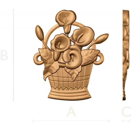 Корзинка с цветами - резной деревянный декор для интерьера