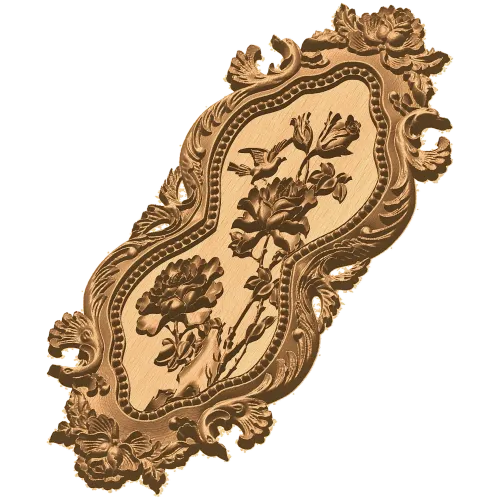 Резное панно «Цветы» - вертикальный картуш из дерева