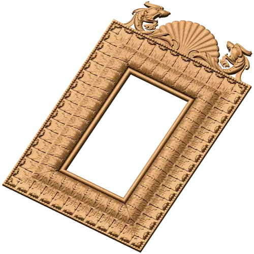 Резная рамка «Ракушка и дельфины» - деревянный декор на заказ